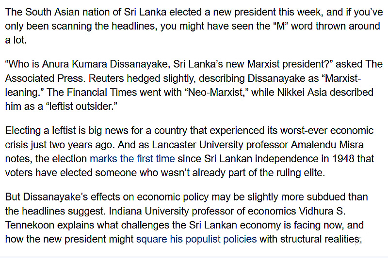despardes's tweet photo. Sri Lanka’s new leftist president marks departure from political family rule.

What Sri Lanka's new Marxist-leaning leader means for its economy
Link: https://t.co/LCDDhJsFej https://t.co/44kqT7uS81
