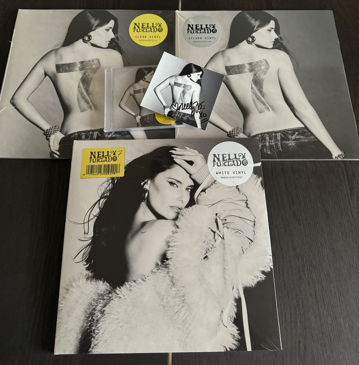 NannaMMoller's tweet photo. Finally received my ‘7’ orders ❤️ Just waiting for the gold vinyl to arrive as well 🤩 @NellyFurtado https://t.co/FSKdk2wbIG