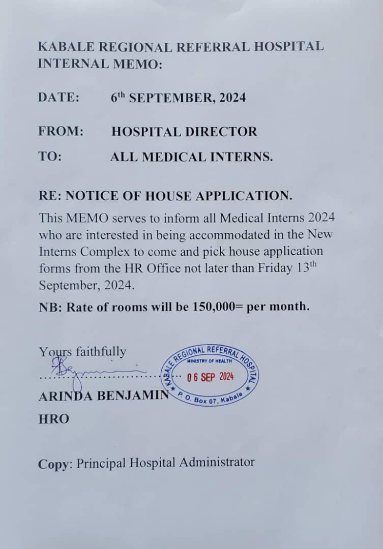 Medical interns at kabale regional referral hospital raising concerns over being extorted to pay rent for the government intern hostel.