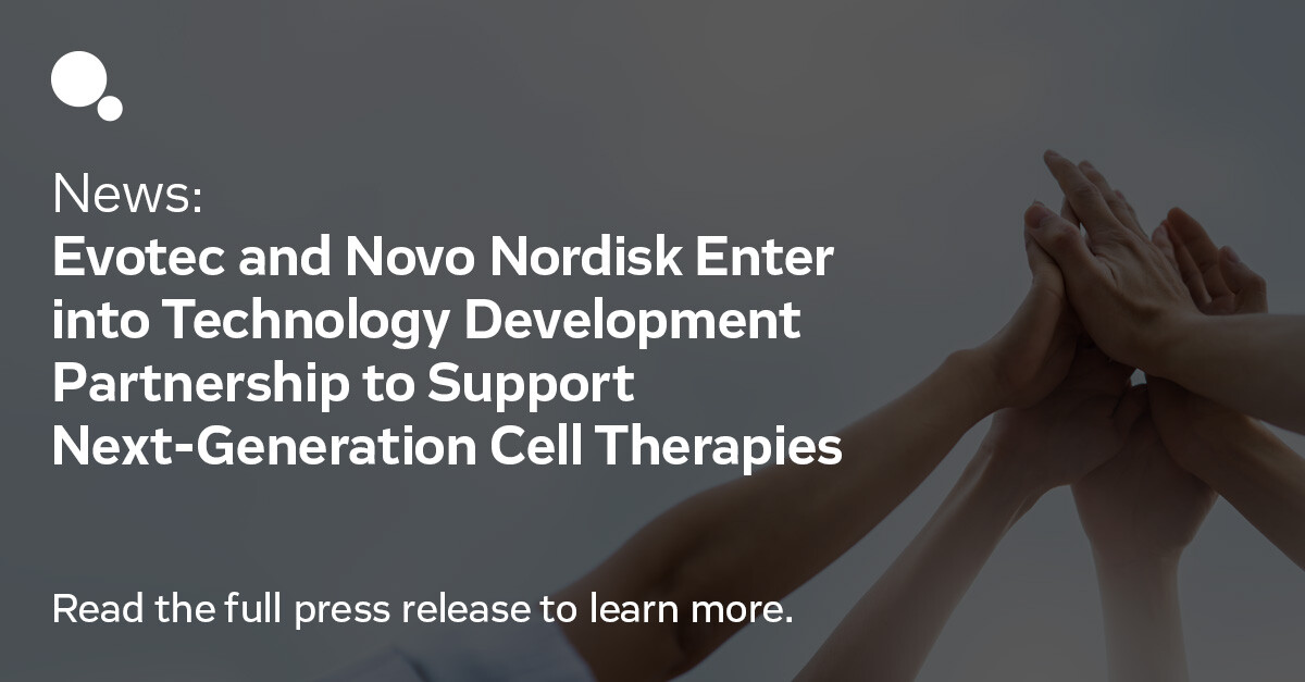 Evotec's tweet image. Evotec SE announced today that Evotec has entered a technology development partnership with Novo Nordisk in cell therapy.
hubs.ly/Q02RbBGz0
#TogetherForMedicinesThatMatter #CellTherapy