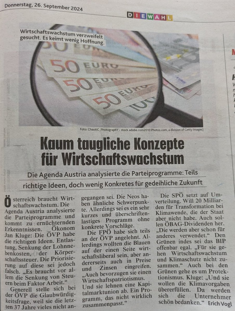 leonidobusch's tweet photo. 3 Tage vor der Wahl.

Auf Seite 3 lädt die @krone_at einen millionärs- und bankenfinanzierten Think-Tank zur Analyse der Parteiprogramme.

Fazit im 3. Satz: "Die ÖVP habe die richtigen Ideen." https://t.co/hc5bPUCwBF