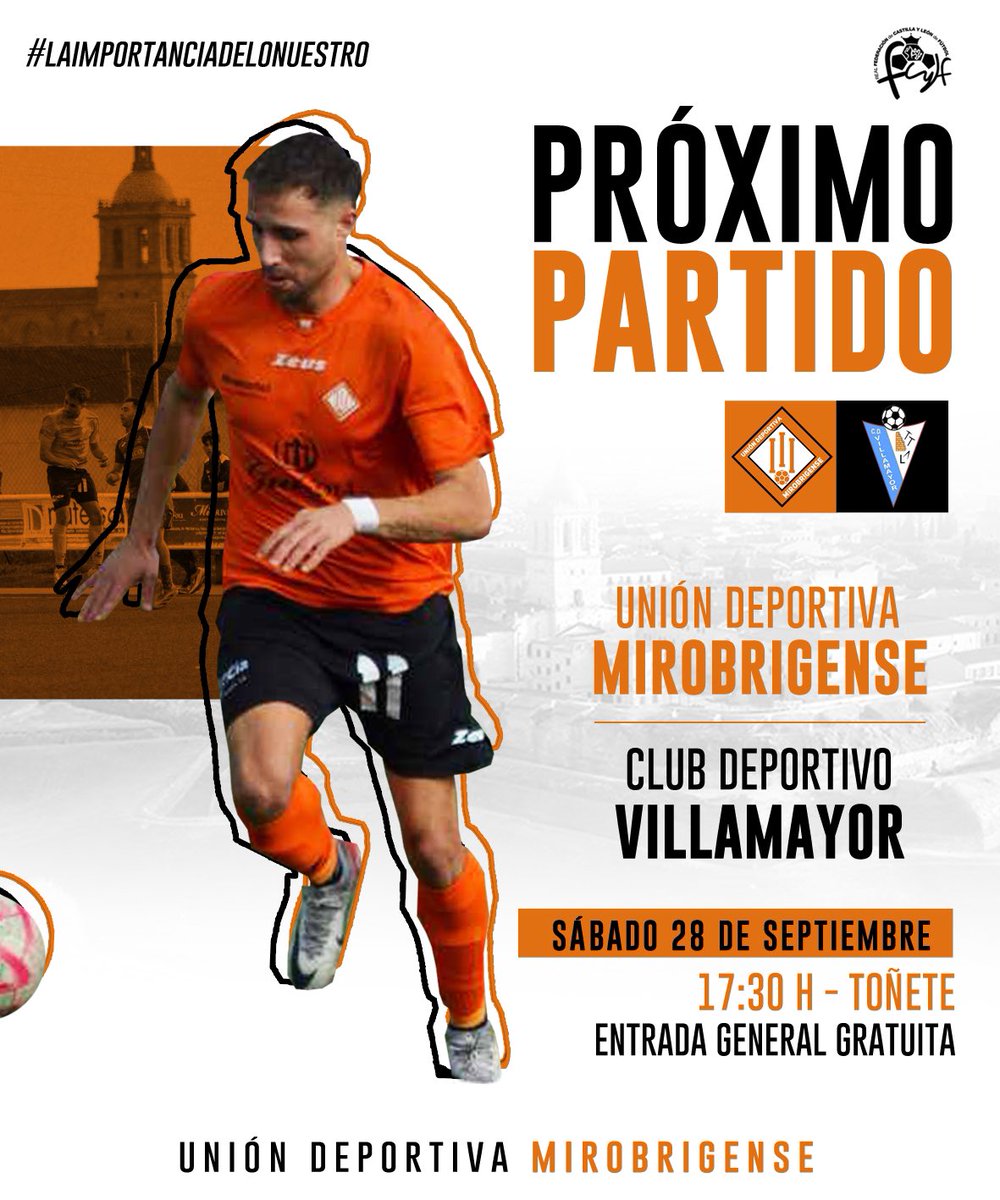 UDMirobrigense's tweet photo. PRÓXIMO PARTIDO

🏆 J1 / Primera División Provincial
🆚 CD Villamayor
📅 Sábado 28 de Septiembre
🕒 17:30 h
🏟️ Campo Municipal Toñete
🎟️ Entrada Gratuita 

#LaImportanciaDeLoNuestro https://t.co/cPBgwYsmoG