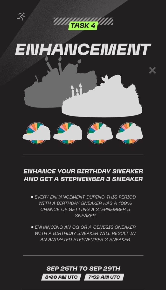 LafrenchCrypto's tweet photo. GET READY TO THE NEXT BATTLE 💪👟⚡️😍❤️

TASK 4 #STEPNEMBER3

Enhancement OG Traîner 🥳
I want my Animated birthday sneaker 👟🥳🎂

HAPPY #STEPNEMBER3 #stepnfamily 💕🎂

@Stepnofficial https://t.co/tCdcJzHzzb