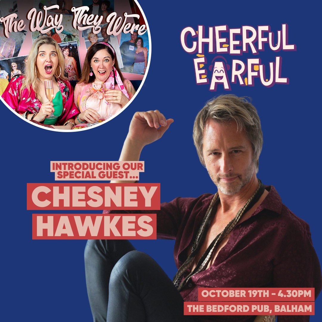 We are beyond excited to announce the special guest at our live show Oct 19 at <a href="/TheBedfordPub/">The Bedford, Balham</a> as part of <a href="/CheerfulPodFest/">Cheerful Earful Podcast Festival</a> - the one and only <a href="/ChesneyHawkes/">chesneyhawkes</a>💕 We can’t believe it either! Who do you think his couple will be?👀
Get your tix now✨ shorturl.at/13qtc