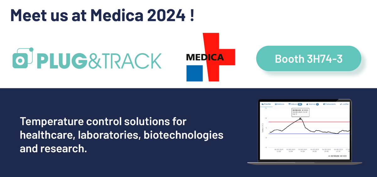 plugandtrack's tweet photo. [Salon] Retrouvez nos experts au salon @MEDICATradeFair pour découvrir l’ensemble de nos solutions de suivi de température dédiées aux professionnels de la santé, aux laboratoires, à la recherche et aux biotechnologies.
https://t.co/JEGsER4Qsp https://t.co/Rb8LeJGIhw