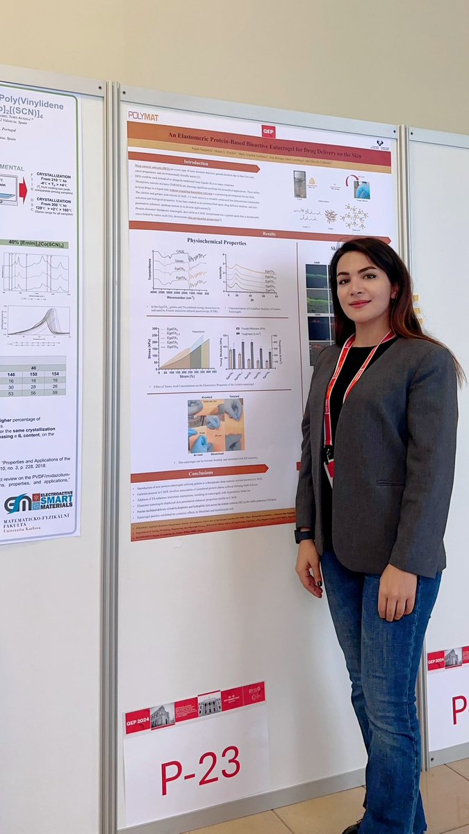 Calderon_Lab's tweet photo. Congrats Pegah @pegahsnj for the accésit to the poster you presented in @gep2024. We are very prouf of you!! #ProudPI @MatiasPicchio @ErnestoOsorio10 
 @ehu_kimika @BERC @Polymat_BERC https://t.co/FgtKVckOCk