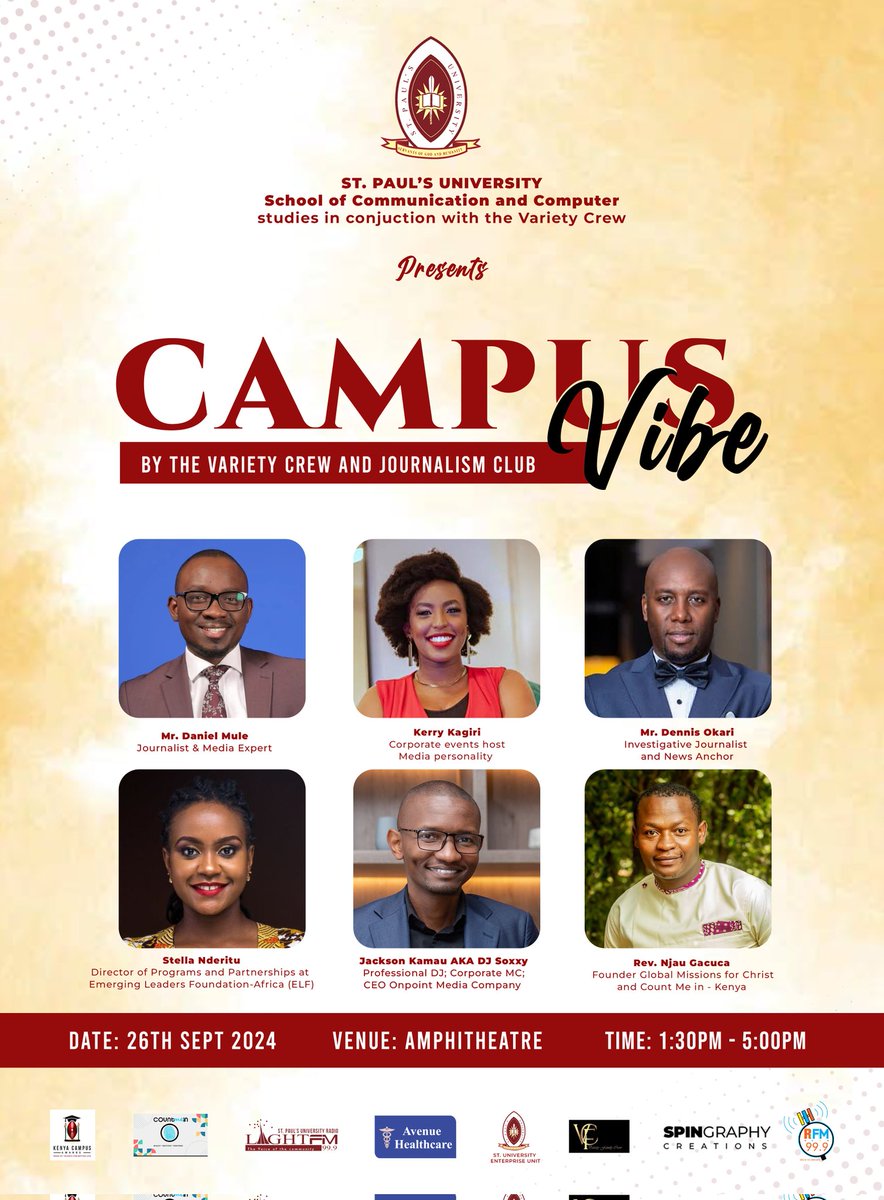 dannmule's tweet image. This afternoon we interrogate how our talents,  strengths and unique skills can be harnessed to achieve our full potential.
Join @DennisOkari, @DjSoxxy @kerrykagiri, @stellanderitu, @Njaugacuca and me in this conversation at @SPUKenya. Theme: &apos;My Talent, My Strength, My Success.&apos;