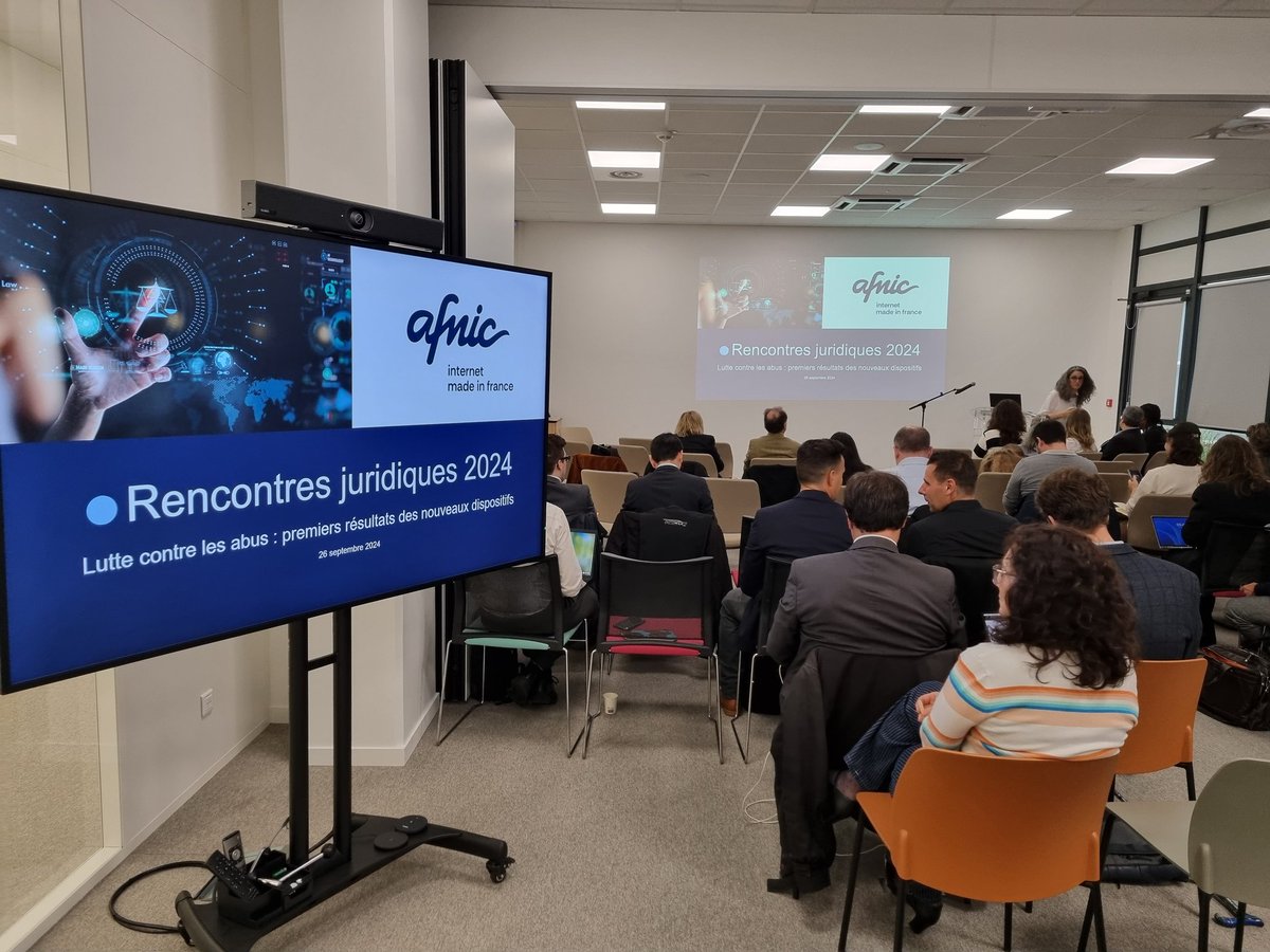 AFNIC's tweet photo. Ce matin nous organisons l'édition 2024 de nos Rencontres Juridiques #Afnic pour parler lutte contre les abus et découvrir les premiers résultats des nouveaux dispositifs mis en place.
#Syreli #PARL #Abus #PointFR https://t.co/a2zPlAkhRf