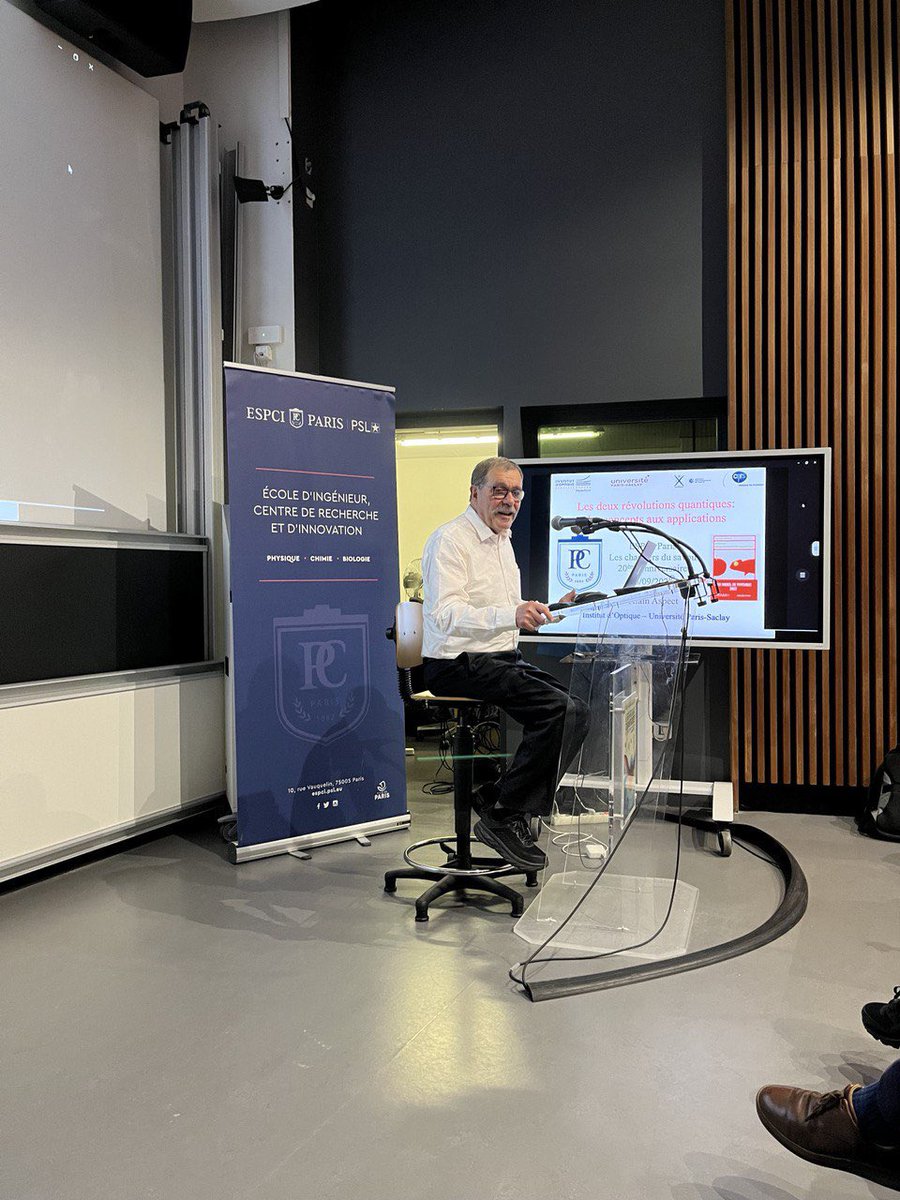 MC Lemardeley (@mclemardeley) on Twitter photo Les Chantiers du Savoir fêtent leurs 20 ans🎉
20 ans de conférences pour faire découvrir aux élèves-ingénieurs de l’<a href="/ESPCI_Paris/">ESPCI Paris - PSL</a> les liens entre théorie et applications actuelles. Nous accueillons ce soir Alain Aspect, Prix Nobel de physique 2022, orateur de la 1ère conférence. Les Chantiers du Savoir fêtent leurs 20 ans🎉
20 ans de conférences pour faire découvrir aux élèves-ingénieurs de l’<a href="/ESPCI_Paris/">ESPCI Paris - PSL</a> les liens entre théorie et applications actuelles. Nous accueillons ce soir Alain Aspect, Prix Nobel de physique 2022, orateur de la 1ère conférence.