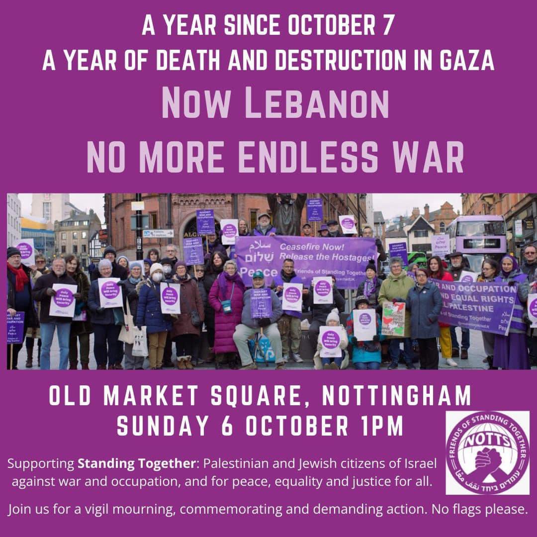 nottsfost's tweet photo. On Sunday 6 October our vigils will commemorate a year since October 7. Join us in Nottingham and across the country - details of other locations to be released shortly.
Pls follow UKFoST on Facebook here
https://t.co/WEJJPEZgBU
Or Insta https://t.co/4vokdkFfre https://t.co/IFg2x5DX87