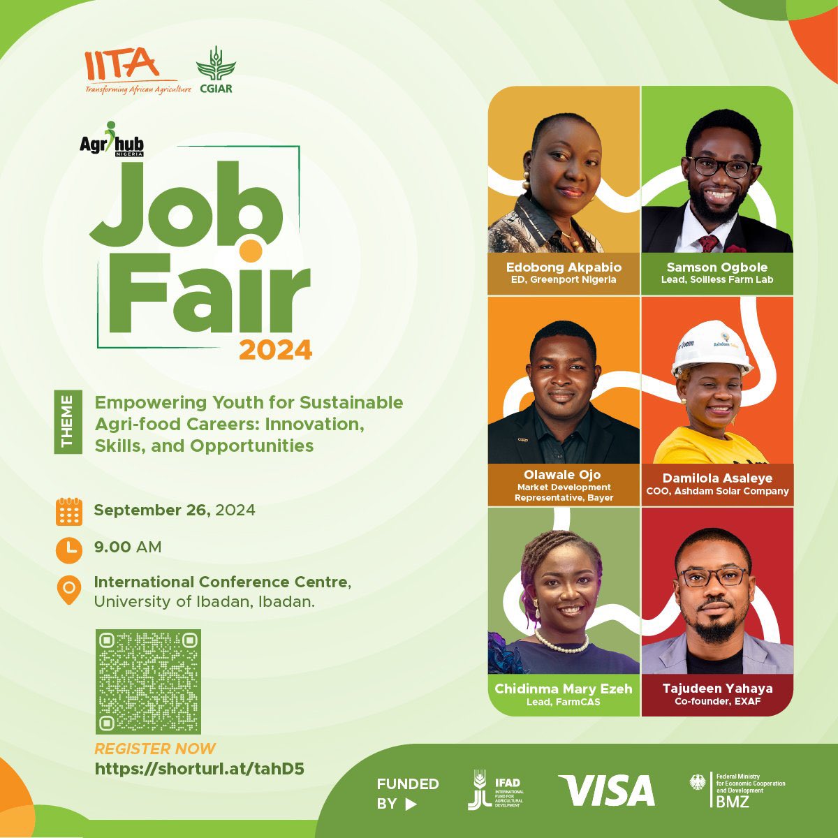 DinmaEzeh's tweet photo. Youth Empowerment in Agriculture is crucial for the growth of and sustainability of our Agrifood system.
Join us today @IITAYOUTHAGRIP Job Fair as we discuss on empowering youth for sustainable career in Agriculture.
#Chi🌍
#Healthyforall https://t.co/MVqGcQCfOP
