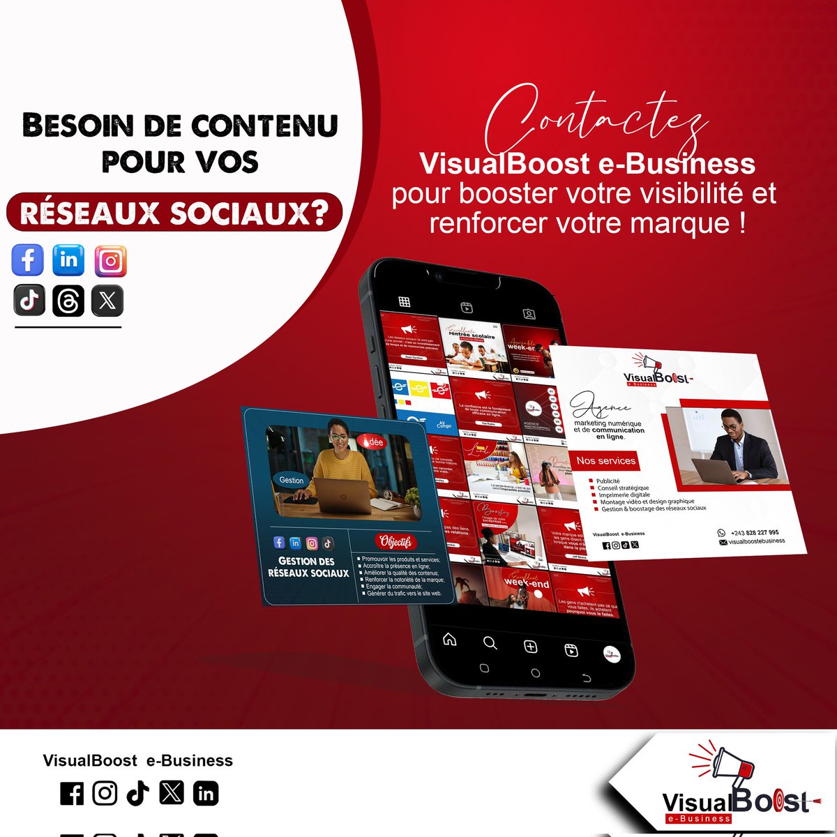 Visualboost_eB's tweet image. Avez-vous besoin de contenu pour vos réseaux sociaux ? 
 
Contactez VisualBoost e-Business pour booster votre visibilité et renforcer votre marque.

#creationcontenu #visibilitédigitale