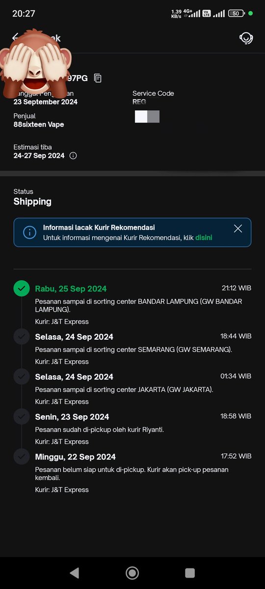 gendon89's tweet photo. Hallo JnT @jntexpressid sehatkah hari ini?

Saya ada pembelian di tokopedia @tokopedia kok paket bisa sampe bandar lampung?dom saya srg btw, pengiriman dari senin sampe sekarang kok belum sampe, gudang kepenuhan atau tukang sortirnya ngantuk? https://t.co/fVbbVoev28