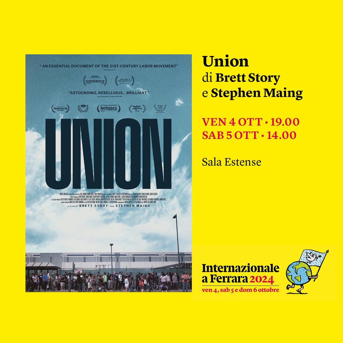 A Ferrara sarà presentato in anteprima Union, un documentario che racconta la nascita della prima rappresentanza sindacale in uno stabilimento Amazon degli Stati Uniti. Acquista i biglietti in prevendita: intern.az/1KiP