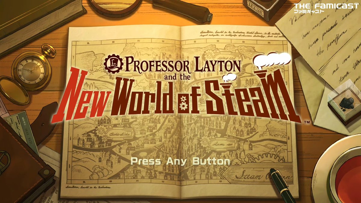 WorldLayton's tweet photo. Title screen of Professor Layton and the New World of Steam 🎩 https://t.co/WDUYp33xGF