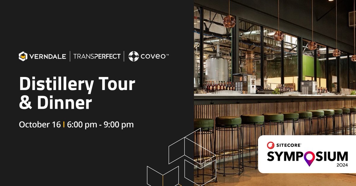 VerndaleTweets's tweet photo. Join us for a fun night out during @Sitecore Symposium! Premium drinks ✔️ complimentary buffet ✔️ distillery tour ✔️. Transportation is covered, but spots are limited—grab yours now! 👉 https://t.co/82PsoKEdrY https://t.co/CkSrv9NQzJ