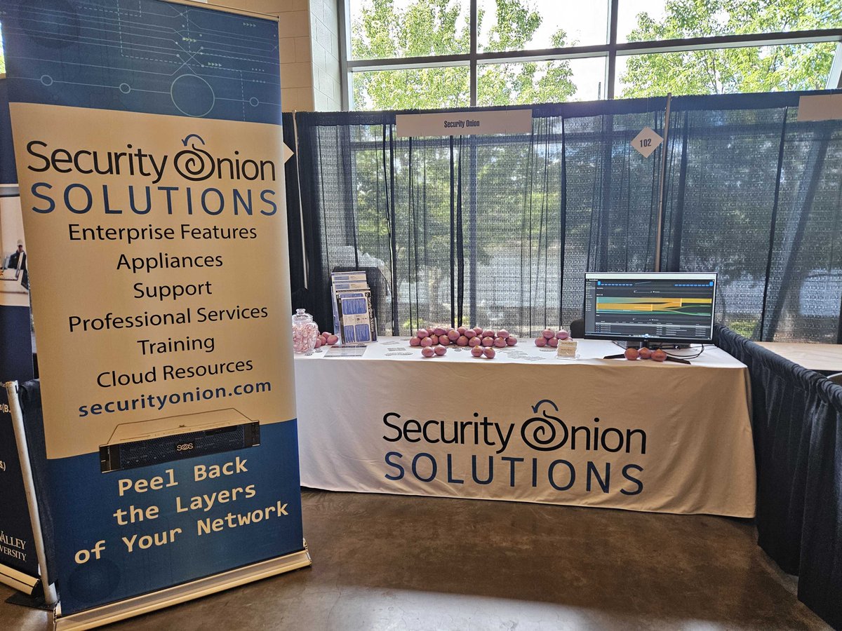 dougburks's tweet image. Make sure you stop by Booth 102 and pick up some #SecurityOnion swag!