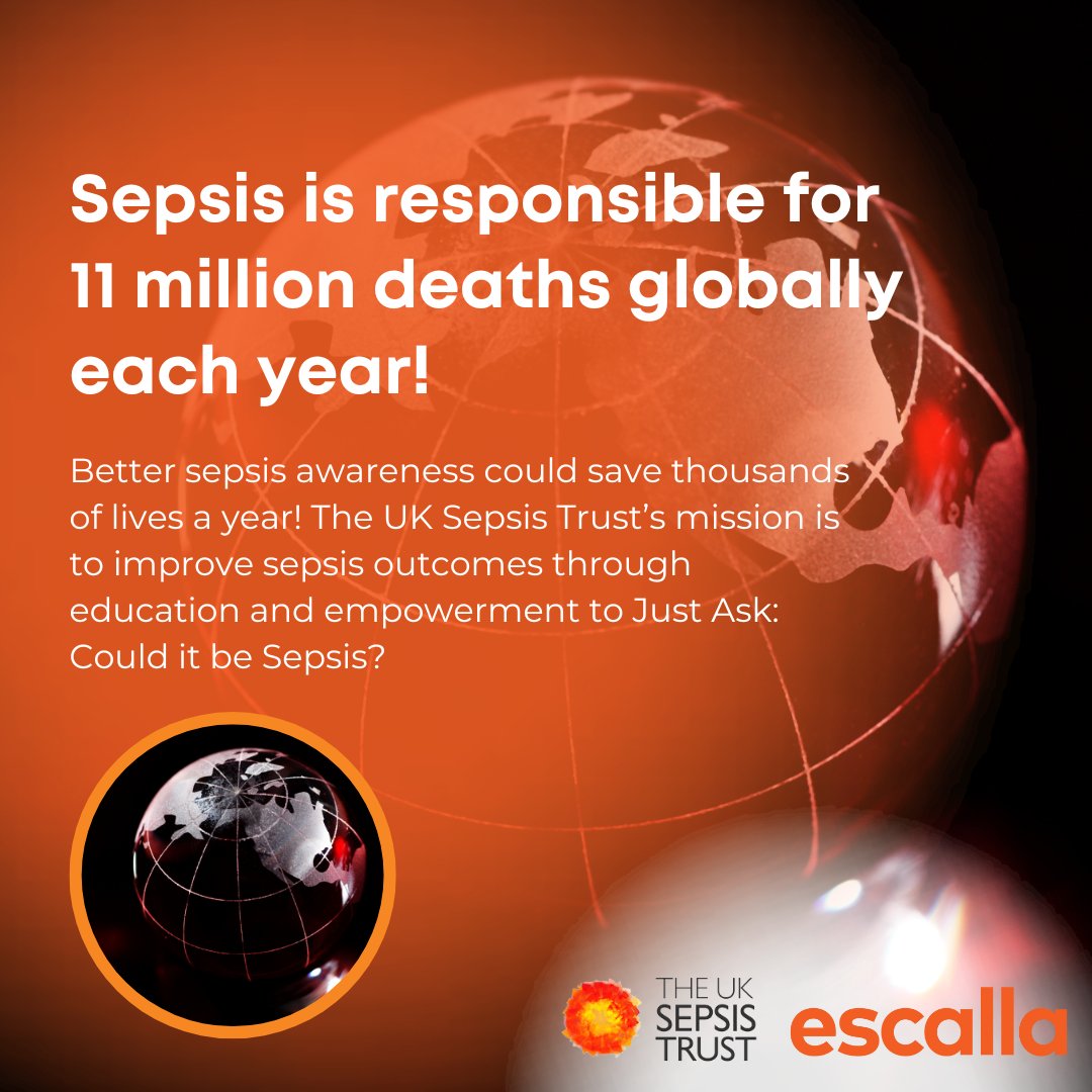 escallaTraining's tweet image. 1 in 5 deaths globally each year is caused by #sepsis! Of those who survive, 40% of people are estimated to suffer physical, cognitive and/or psychological after-effects. @UKSepsisTrust provides support for those affected.
sepsistrust.org