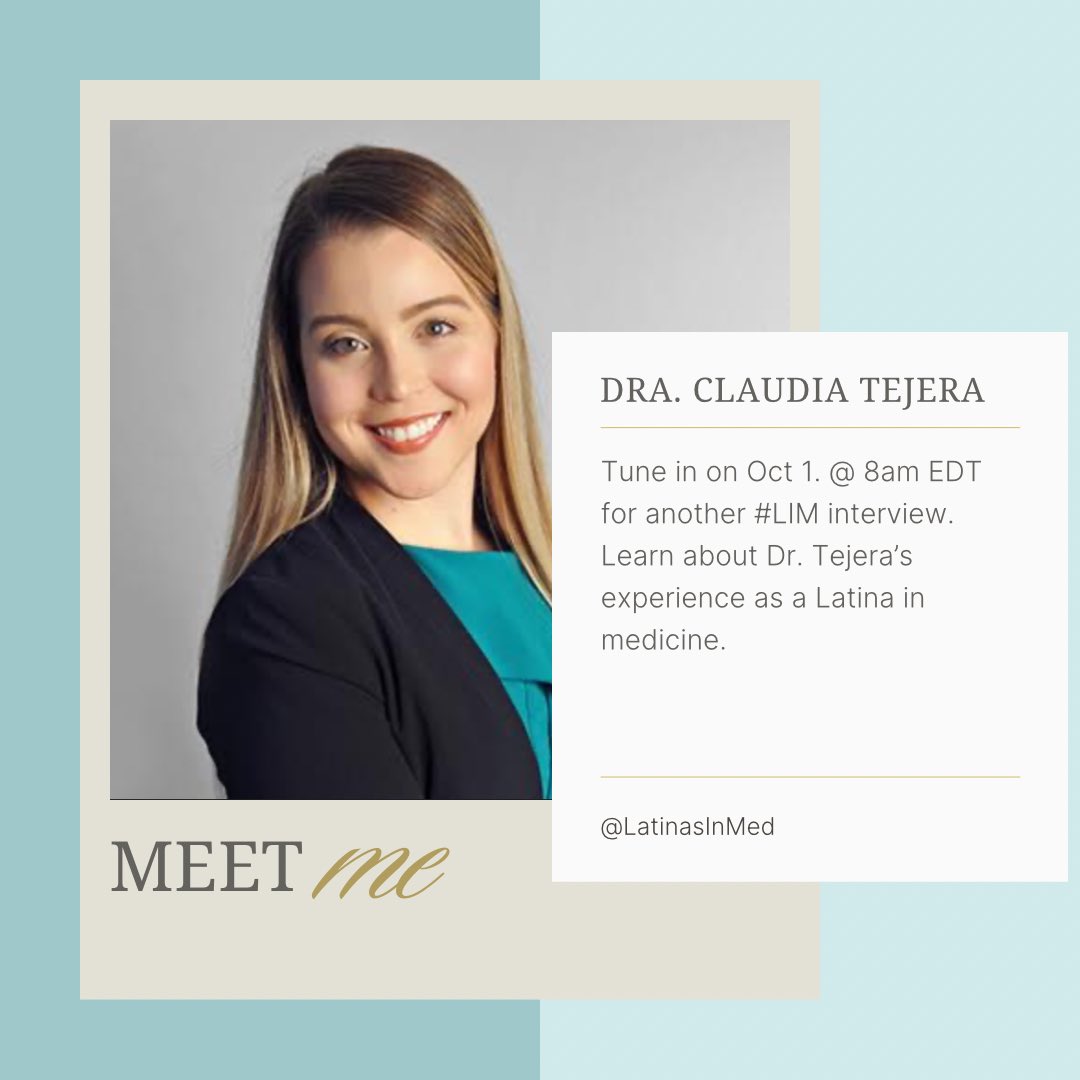 #LatinasInMedicine (@latinasinmed) on Twitter photo Ok who’s ready for another #LIMinterview? Catch <a href="/LatinasInMed/">#LatinasInMedicine</a> interview Dra <a href="/clautejera/">Claudia Tejera, MD</a> on X Oct 1 at 8pm EST! #mujeresenmedicina #intrevistaready Ok who’s ready for another #LIMinterview? Catch <a href="/LatinasInMed/">#LatinasInMedicine</a> interview Dra <a href="/clautejera/">Claudia Tejera, MD</a> on X Oct 1 at 8pm EST! #mujeresenmedicina #intrevistaready