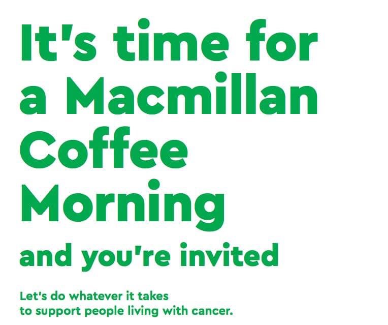 Whilst it’s not a Friends event please do support the MacMillan Coffee event tomorrow 

Friday 27th Sep
2:15-3:10 in school hall