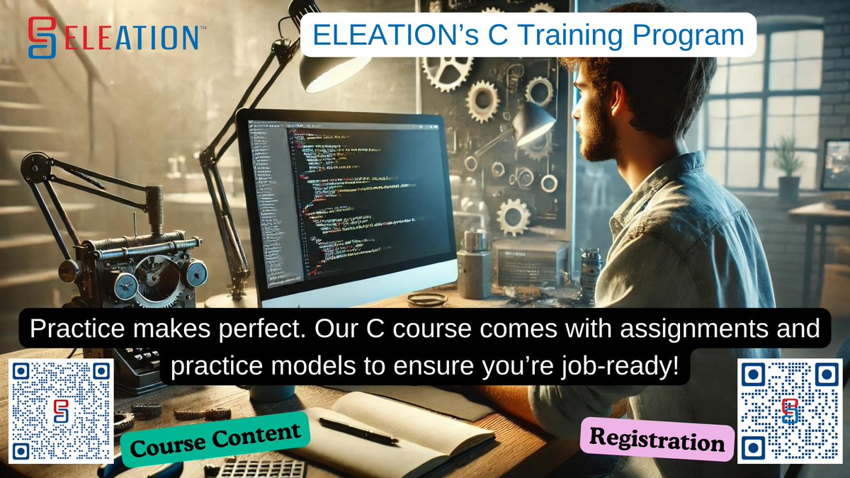 eleation's tweet photo. Master C programming with our comprehensive course! 💻 From assignments to practice models, we’ve got everything you need to become job-ready.  https://t.co/XkBTBsNZe3
 #CProgramming #LearnToCode #CodingSkills #JobReady #Programming #ELEATION #TechTraining #CTraining https://t.co/CoCwQXWcdR