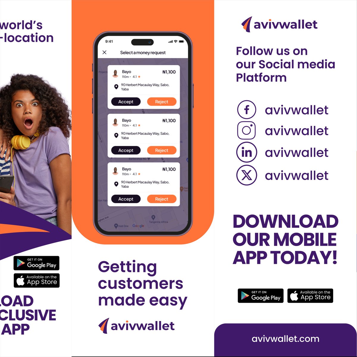 TimothyOlagoke's tweet photo. Excited to share the exhibition panel branding project for AvivWallet! 

We worked closely with their brand assets and guidelines to create a design that highlights their innovative financial app. https://t.co/qzGeIvwxrl