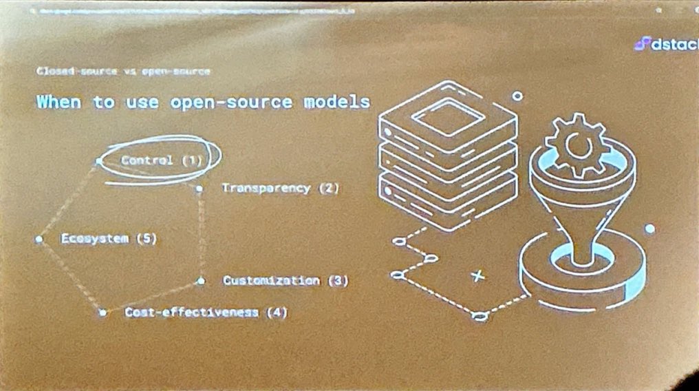 Interesting comparison between proprietary vs OSS #LLM models <a href="/InfoQ/">InfoQ</a>  #InfoQDevSummit by <a href="/andrey_cheptsov/">Andrey Cheptsov</a>