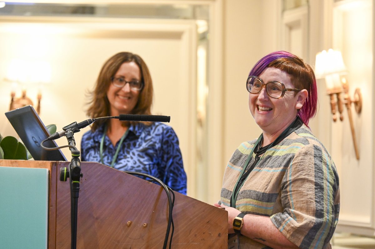AOTInews's tweet photo. Ann Beckett Award Winners 2024 Leonie Boland &amp; Michelle Spirtos on behalf of Sarah Quinn presenting this morning on an incredible project - Supported Volunteering. Working Together. 
#AOTI2024 https://t.co/rpg5yXQYR0