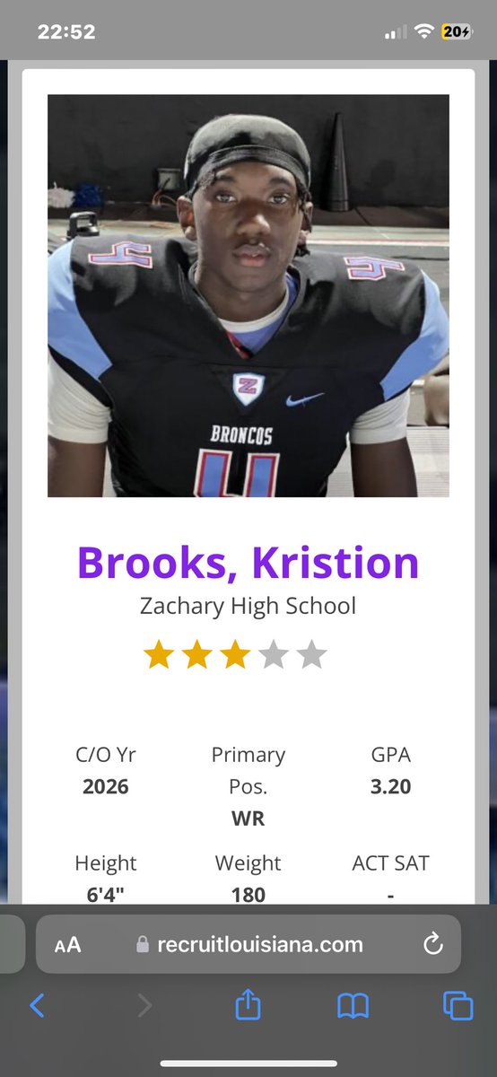 Thanks <a href="/RecruitLouisian/">Recruit Louisiana™️</a> for recognizing me and placing me a 3⭐️ on there website! #AGTG #MoreWorkToBeDone <a href="/_ZHSFootball/">Zachary High Football</a>