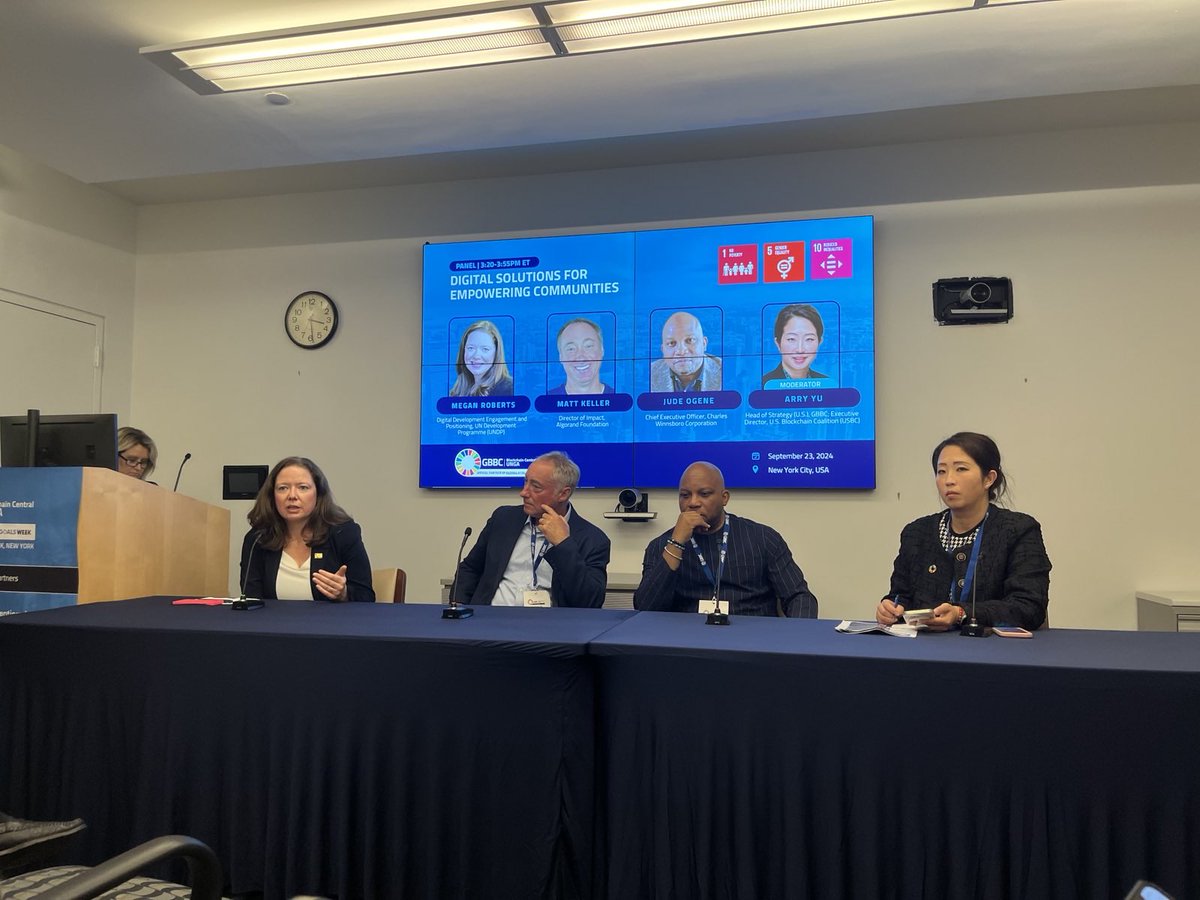 KPBabarinde's tweet photo. Congrats to Sandra and the @GBBCouncil team for a successful #BlockchainCentral #UNGA event at #UNJSPF, NY! It's incredible to witness key discussions on Global Finance, Justice, Strong Institutions &amp; Empowering Communities. Excited for the future of decentralized solutions! #ABI https://t.co/aPic2l58jF