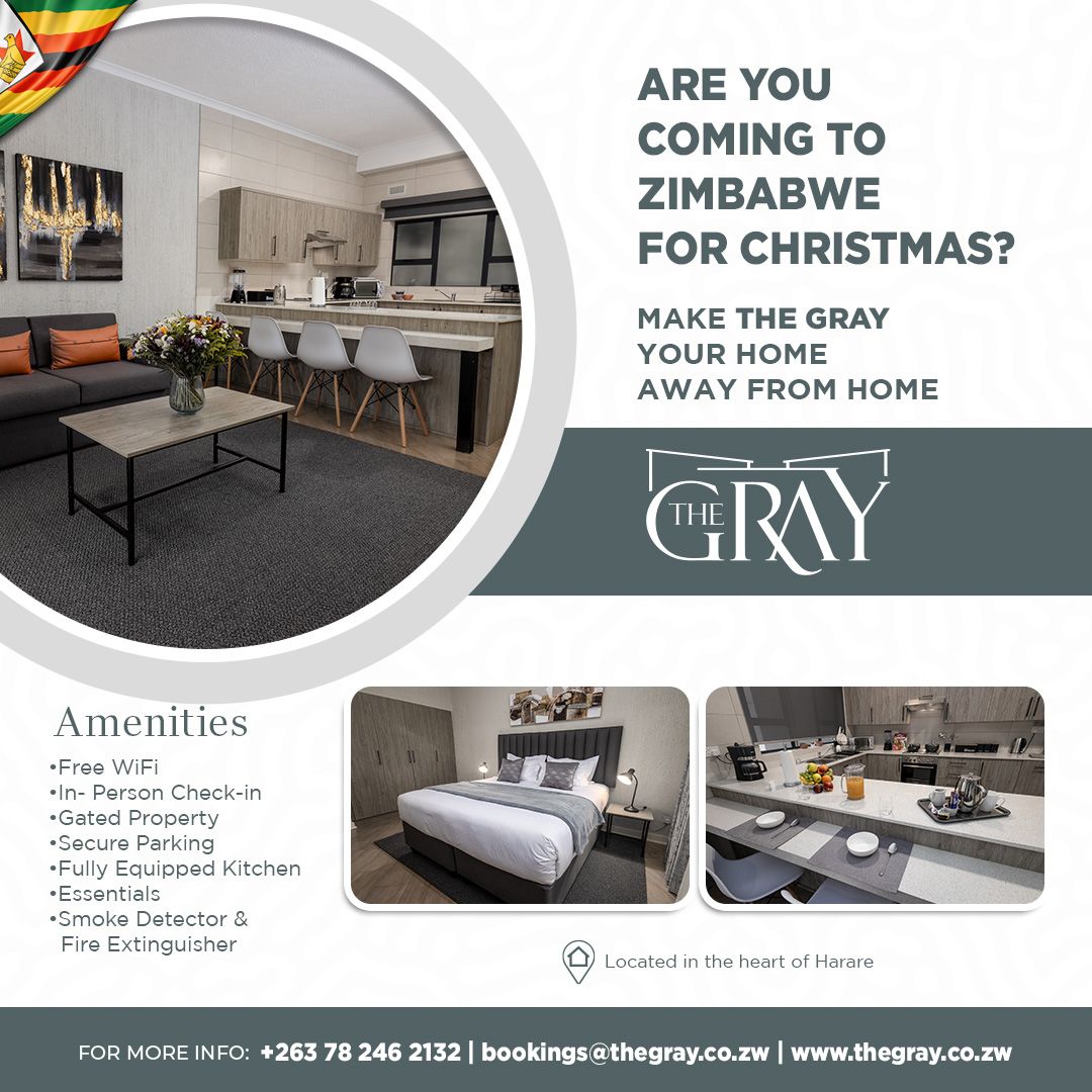 Are you coming to Zimbabwe for Christmas ❓ 🥳

Make The Gray your home away from home 😍

Located at 105 King George Road,Avondale, Harare,Zimbabwe📍

Bookings ☎️ +26378 246 2132 📩 bookings@thegray.co.zw 🧑‍💻