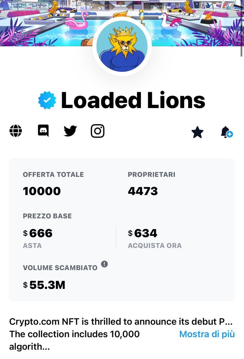 GM #crofam
I wanted to make a consideration on the various uses of our <a href="/LoadedLions_CDC/">Loaded Lions</a> .
The first thing I always say when talking about #LoadedLion is a sentence that I would write under each image of the 10,000 lions:

"A LOADED LIONS IS NOT JUST AN NFT BUT MUCH MORE"

this