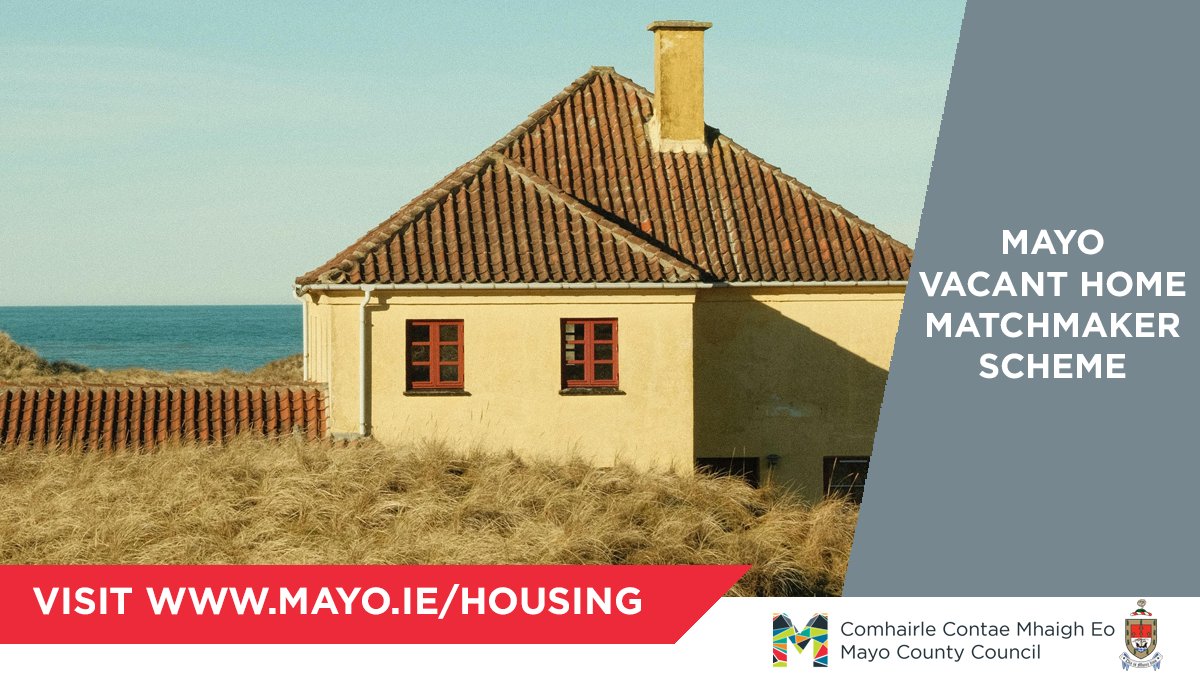 MayoCoCo's tweet photo. The Mayo Vacant Home Matchmaker Scheme is on hand to help connect owners of vacant properties and potential buyers. The aim is to match vacant property homeowners who would like to sell their property with people who may want to purchase.
More info: https://t.co/enK2GrsXGC https://t.co/feKbwAxD9H