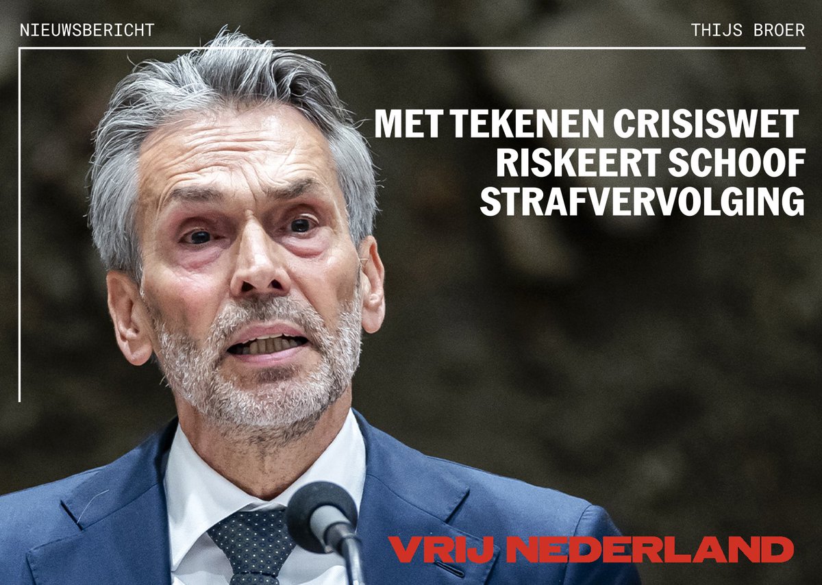 Dick Schoof hangt niet alleen een kabinetscrisis boven het hoofd als hij de asielcrisis uitroept, maar ook vervolging wegens een ambtsmisdrijf, blijkt uit een rondgang van Vrij Nederland. 

De grote vraag is: laat de Kamer het daarop aankomen?

vn.nl/met-tekenen-cr…