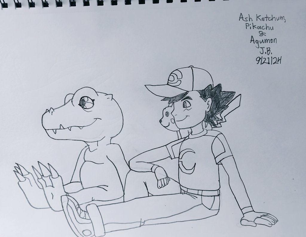 jbolbotowski195's tweet photo. @DWalkn Hi, I drew pictures of Ash and Pikachu becoming good friends and partners with Agumon for the Pokémon/Digimon crossover fanart. https://t.co/ooHV5S4A37