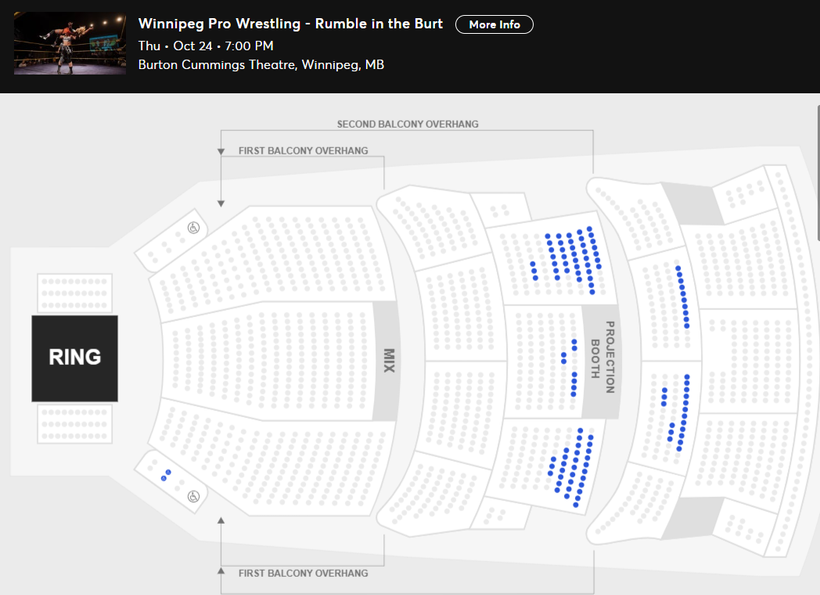 Winnipeg Pro Wrestling: Rumble in the Burt
Thu • Oct 24 • 7:00 PM
Burton Cummings Theatre, Winnipeg, MB

Available Tickets: 110
Current Setup: 1,202
Tickets Distributed: 1,092

📈 | +23 since the last update (7 days ago)
📅 | Days until show: 28