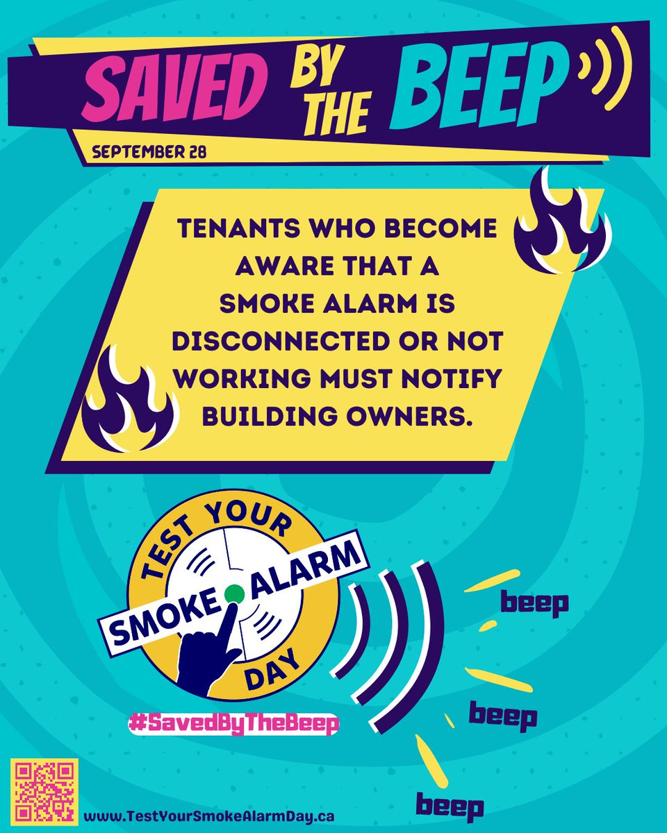 September 28 is Test Your Smoke Alarm Day. Under the Ontario Fire Code, you must have a working smoke alarm outside every sleeping area in your home and at least one working smoke alarm on every storey that does not contain a sleeping area.
#SavedByTheBeep
ontario.ca/page/office-fi…