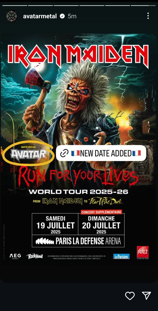 AvatarStories's tweet photo. A new date has been added to the Iron Maiden tour with Avatar opening up for them https://t.co/WlasJh40HX