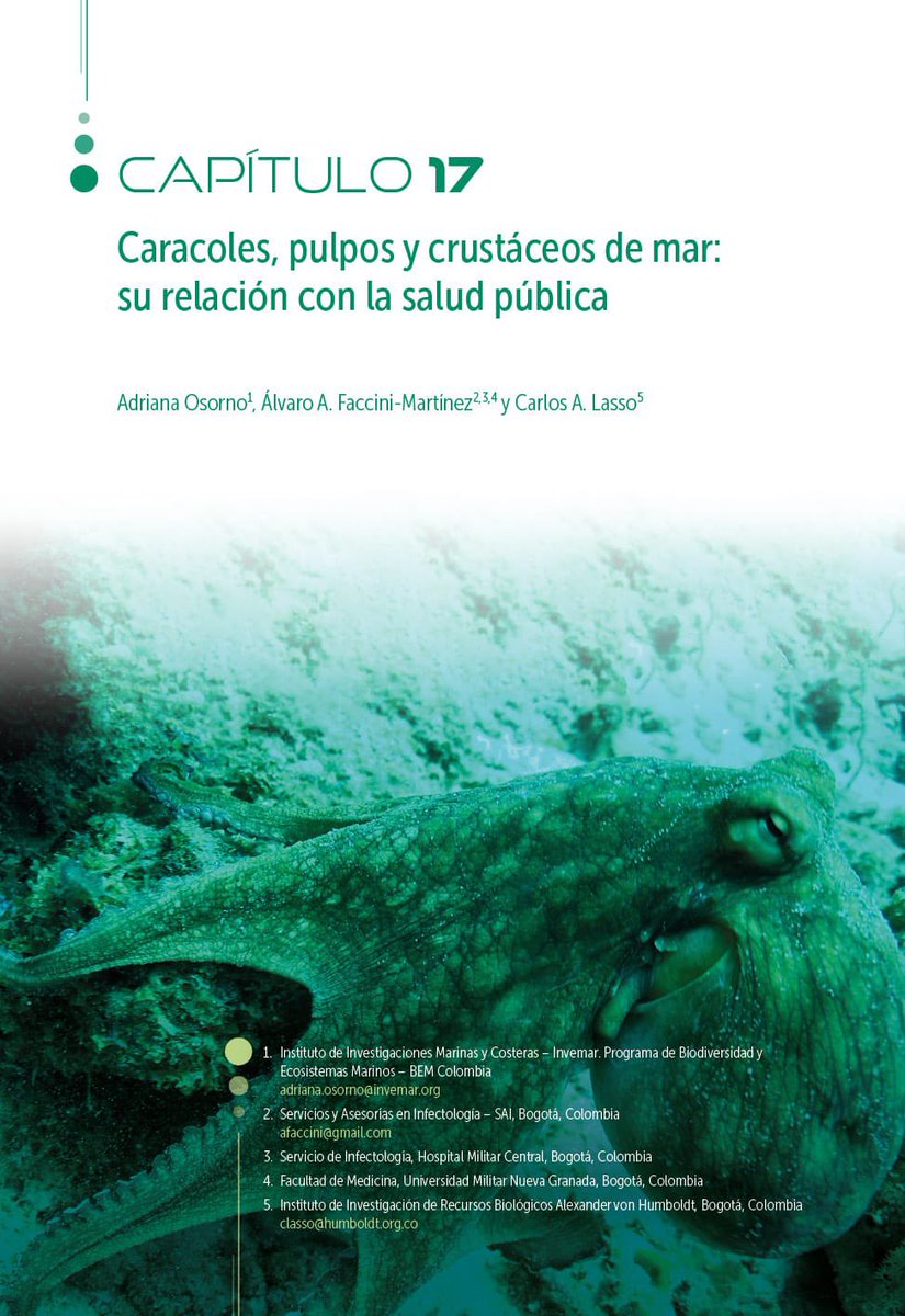 Pulpos 🐙, caracoles, crustáceos 🦞 marinos y salud pública. Guía biomedica. Seguimos mostrando más capítulos hasta lanzamiento en octubre. Capítulo 17. InfectoWeb <a href="/cperezd/">carlos e perez</a> <a href="/AAFaccini/">Álvaro A. Faccini-Martínez</a> <a href="/inst_humboldt/">Instituto Humboldt</a>. Gracias Grupo SOUL.