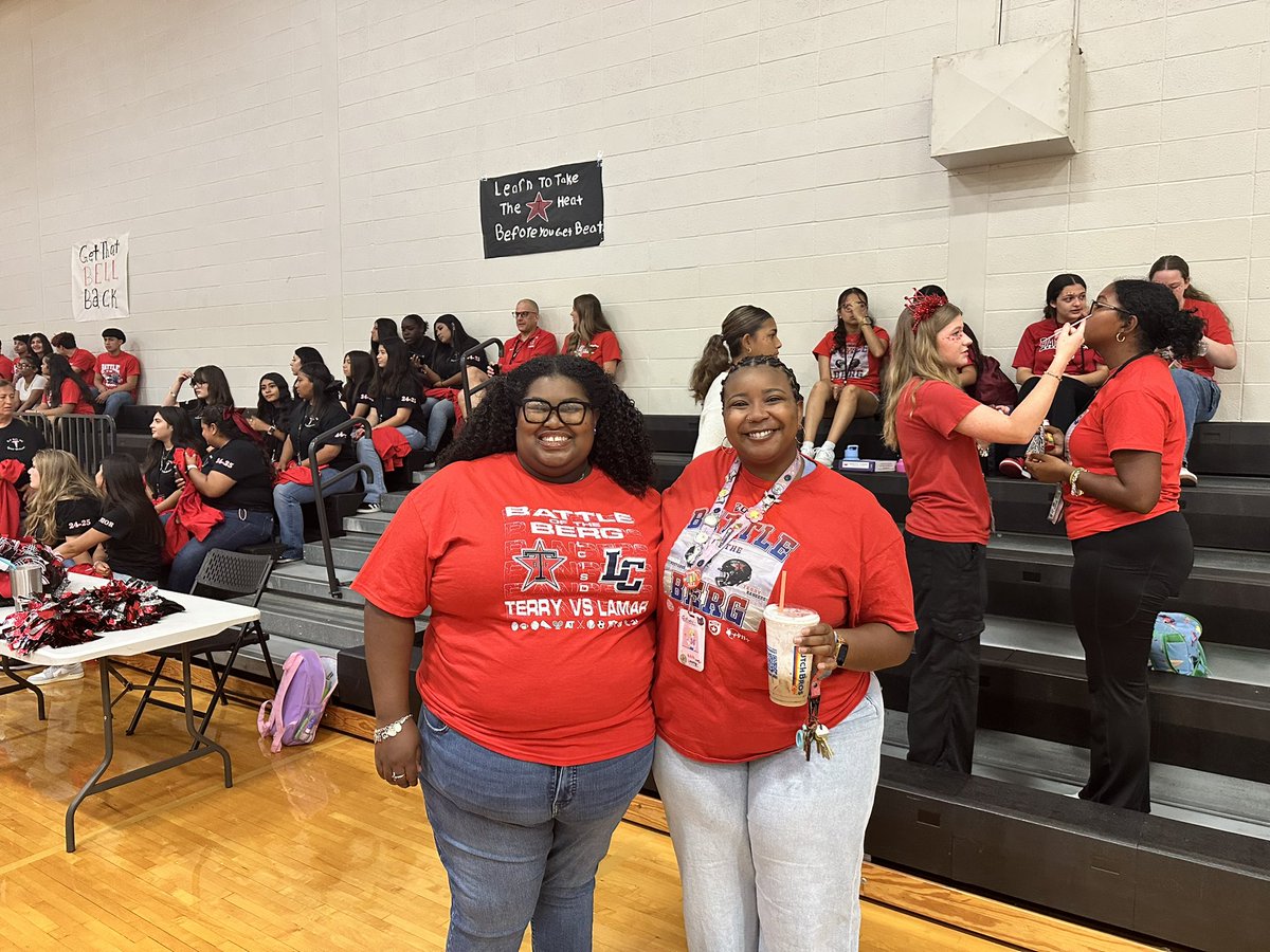 CounselorLokey's tweet photo. “@Terry_Rangers is ready to bring the heat! 🔥🏈 Our spirit is on fire, and we’re taking the win 🔔. Let’s show Lamar what true #schoolspirit looks like! #TerryPride #SpiritOnFire #GameDay #RedOut” https://t.co/qUbhoZLS6A