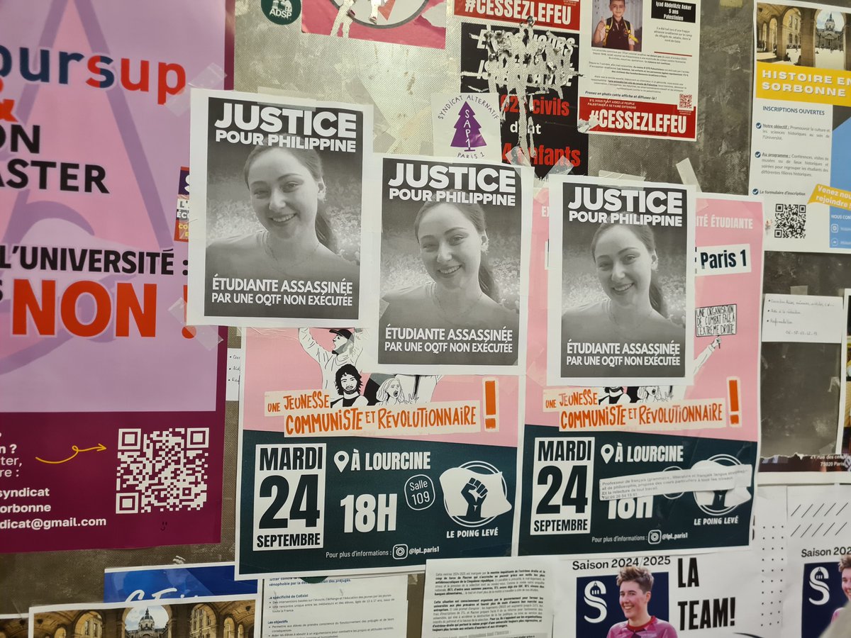 Cocarde_Sorbon's tweet photo. Hommage de la Cocarde étudiante à Philippine, jeune étudiante tuée par un migrant sous OQTF, à la Sorbonne.

Les étudiants ne peuvent pas détourner le regard des conséquences de l’immigration sur la jeunesse française! https://t.co/E2QsvLDURN