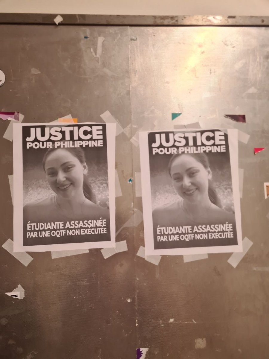 Cocarde_Sorbon's tweet photo. Hommage de la Cocarde étudiante à Philippine, jeune étudiante tuée par un migrant sous OQTF, à la Sorbonne.

Les étudiants ne peuvent pas détourner le regard des conséquences de l’immigration sur la jeunesse française! https://t.co/E2QsvLDURN