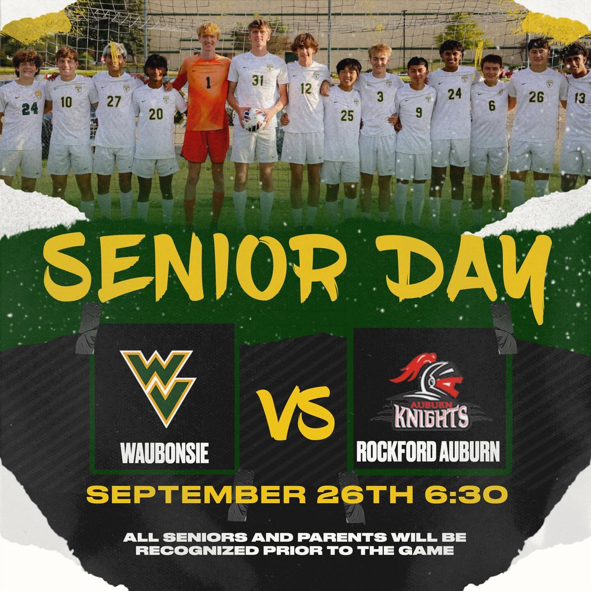 ⚽ Come celebrate our Seniors as Waubonsie takes on the Rockford Auburn Knights tonight!

<a href="/athleticswvhs/">Waubonsie Athletics</a> <a href="/WVBoysSoccer/">Warrior Soccer</a> <a href="/WaubonsieValley/">Waubonsie Valley HS</a> <a href="/WVTV/">WVTV</a> <a href="/WearhouseWvhs/">WVHSWearhouse</a> <a href="/WVHSStipp/">Principal-Jason Stipp</a> <a href="/Warriornation1/">Warrior Nation</a>