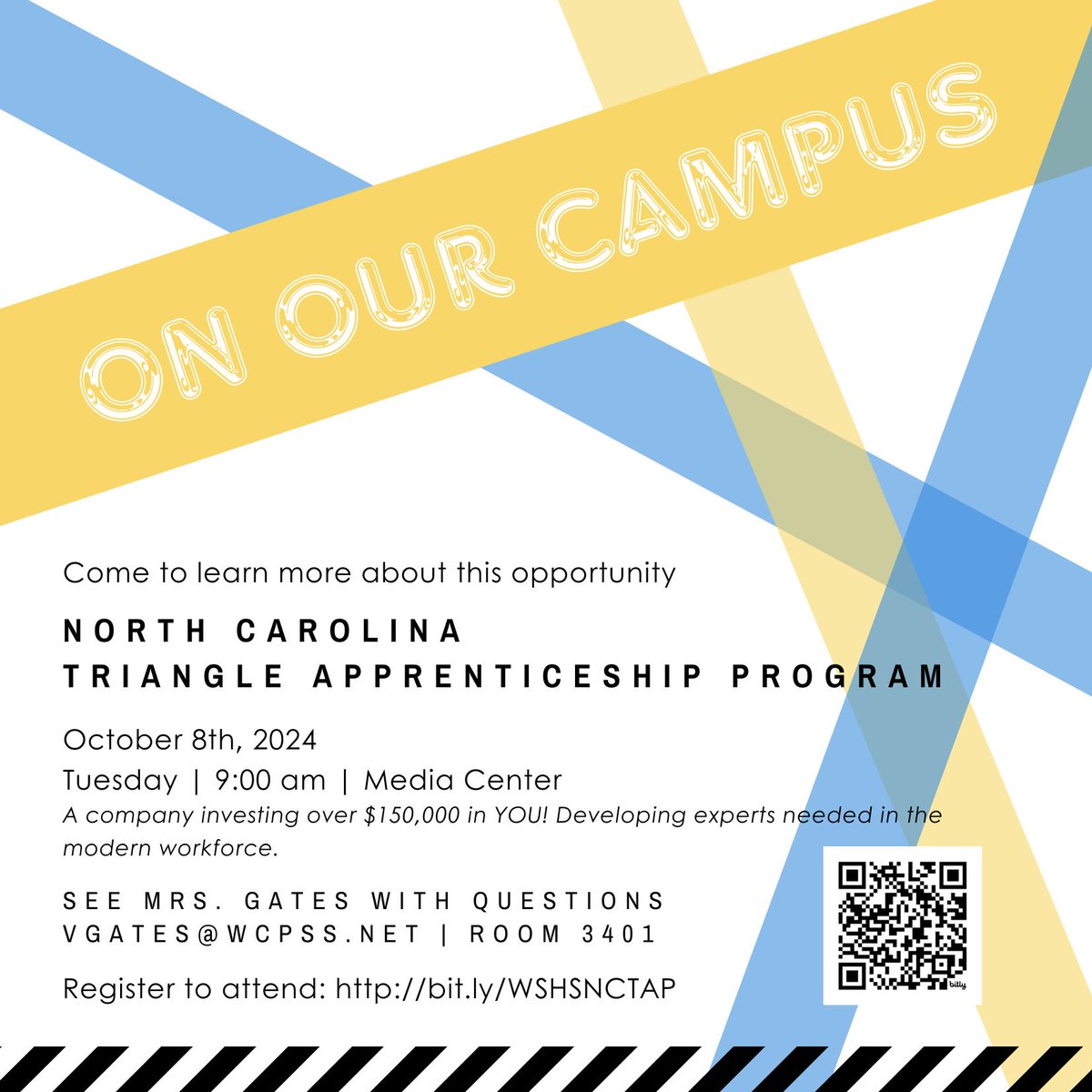 MrsGatesCDC's tweet photo. @WillowSpringHS Sign up for the @NCTAP1 interest meeting on 10/8! This is a great opportunity for Juniors and Seniors to learn about apprenticeship opportunities!  https://t.co/scJHqjkcPR https://t.co/Wa1Lx5ggsv