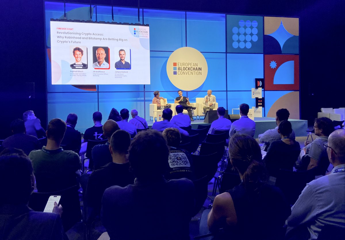 NOW at Visionary stage: [Fireside] Bitstamp x Robinhood 

<a href="/Raph_Bloch/">Raphaël Bloch 🐳</a> (<a href="/TheBigWhale_/">The Big Whale 🐳</a>), @jb_bitstamp (<a href="/Bitstamp/">Bitstamp by Robinhood</a>), and <a href="/JohannKerbrat/">Johann Kerbrat</a> (<a href="/RobinhoodApp/">Robinhood</a> and @RobinhoodCrypto) are live discussing the strategic partnership between Bitstamp and Robinhood. They’re exploring how this