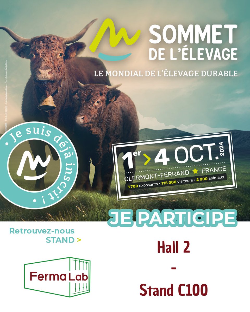 FermaLab (@fermalab) on Twitter photo J-5 avant le <a href="/SommetElevage/">SOMMET DE L’ÉLEVAGE</a> 🤩À cette occasion notre équipe sera présente sur le stand NTD France - Socma Élevages pour vous rencontrer et vous présenter nos ateliers de transformation #agroalimentaire 🍎
📍 Hall 2 - Stand C100 J-5 avant le <a href="/SommetElevage/">SOMMET DE L’ÉLEVAGE</a> 🤩À cette occasion notre équipe sera présente sur le stand NTD France - Socma Élevages pour vous rencontrer et vous présenter nos ateliers de transformation #agroalimentaire 🍎
📍 Hall 2 - Stand C100