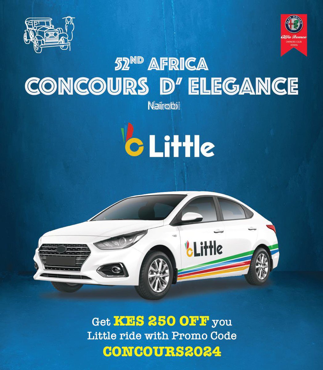 Africa Concours d’Elegance (@concours_kenya) on Twitter photo Don’t worry about your transport plans this Sunday— <a href="/LittleAppKenya/">Little App KE</a> has you covered! Enjoy Ksh 250 off your Little ride with the promo code CONCOURS2024.
#ConcoursKenya Don’t worry about your transport plans this Sunday— <a href="/LittleAppKenya/">Little App KE</a> has you covered! Enjoy Ksh 250 off your Little ride with the promo code CONCOURS2024.
#ConcoursKenya