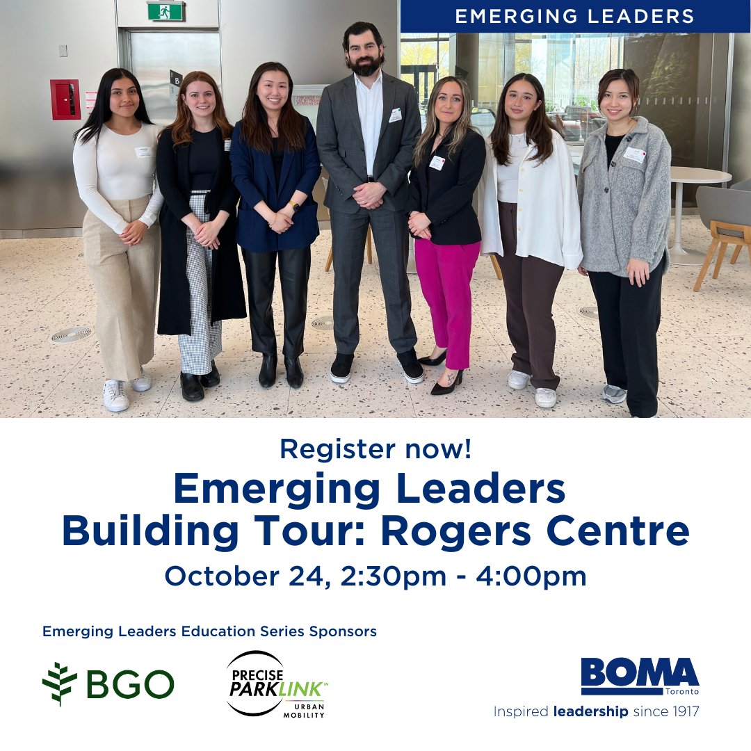 Join us on October 24 for a behind-the-scenes tour of the Rogers Centre, one of Canada’s most iconic sports and entertainment venues. 

Register ➡️: bomatoronto.org/boma-events/ev…  

Thank you to our Emerging Leaders Education Series Sponsors, BGO and Precise ParkLink.