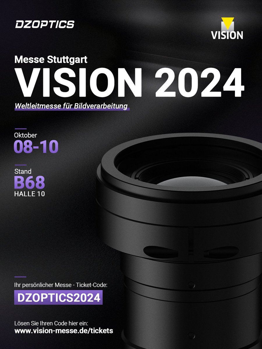 DZOptics's tweet image. @DZOptics  lädt ein zur VISION 2024 in Stuttgart, Deutschland
--------------------------------------------------------
👏 Wir freuen uns, unsere Teilnahme an der kommenden dreitägigen VISION 2024 in der Messe Stuttgart vom 8. bis 10. Oktober anzukündigen.

#fyptwitterviral
