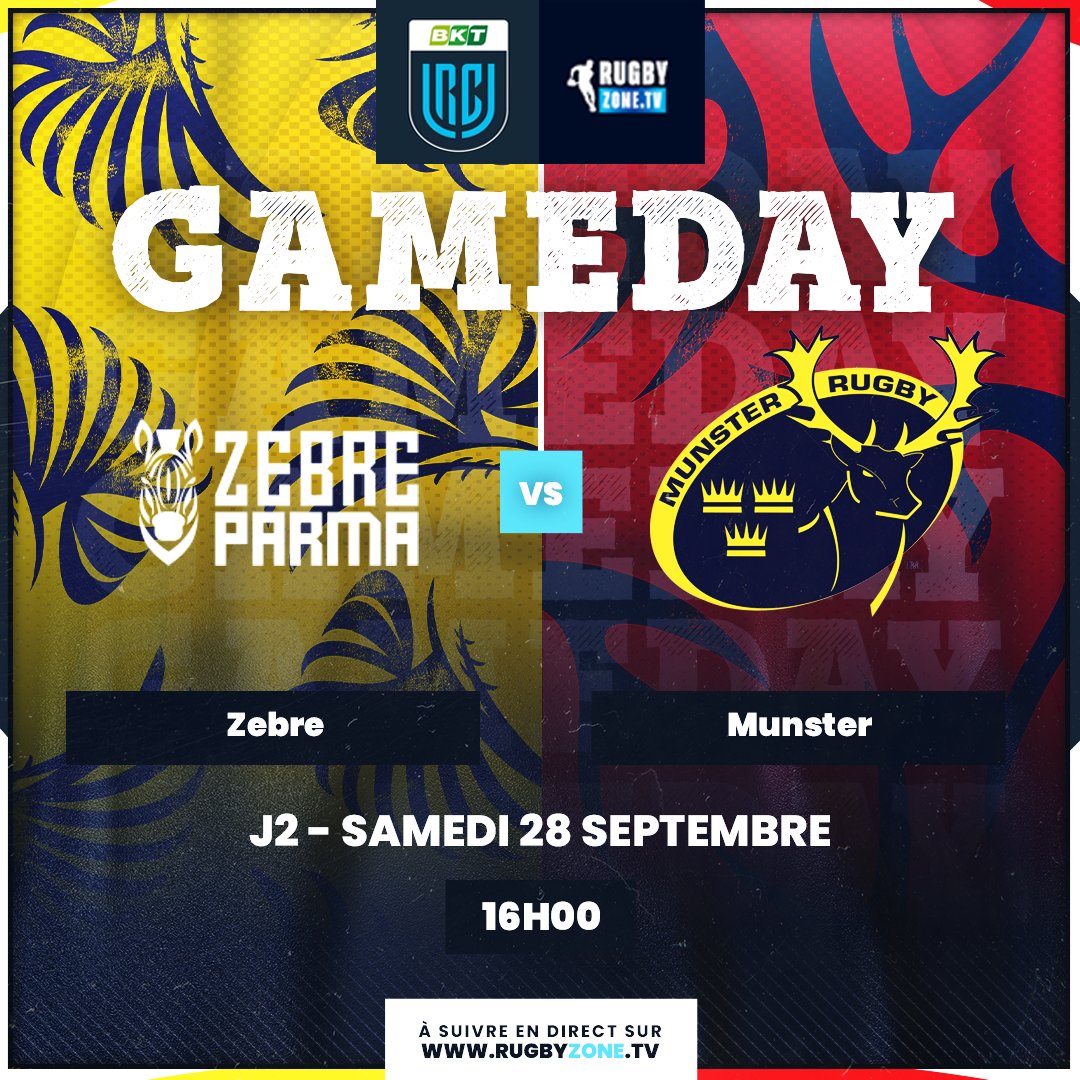 💥 𝙕𝙀𝘽𝙍𝙀 🆚 𝙈𝙐𝙉𝙎𝙏𝙀𝙍
🔥 Après sa victoire lors de la 1ère journée, le Munster se déplace en terre italienne pour tenter d'enchaîner face aux Zebre Parma !
💻 Coup d'envoi en direct samedi à 16h sur bit.ly/URC-ZEBvMUN

#BKTURC #rugby